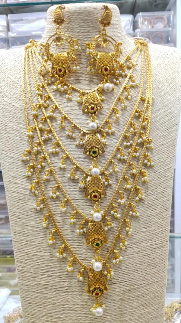 Gold-Plated Layered Necklace Set with Emerald and Ruby Accents - Sonal  Fashion Jewellery