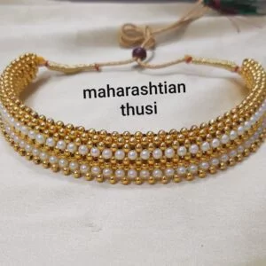 Gold Plated Traditional Maharashtrian Thushi Necklace Jewellery for Girls / Women