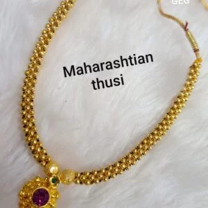 Gold Plated Traditional Maharashtrian Thushi Necklace Jewellery for Girls / Women