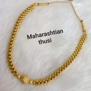 Gold Plated Traditional Maharashtrian Thushi Necklace Jewellery for Girls / Women