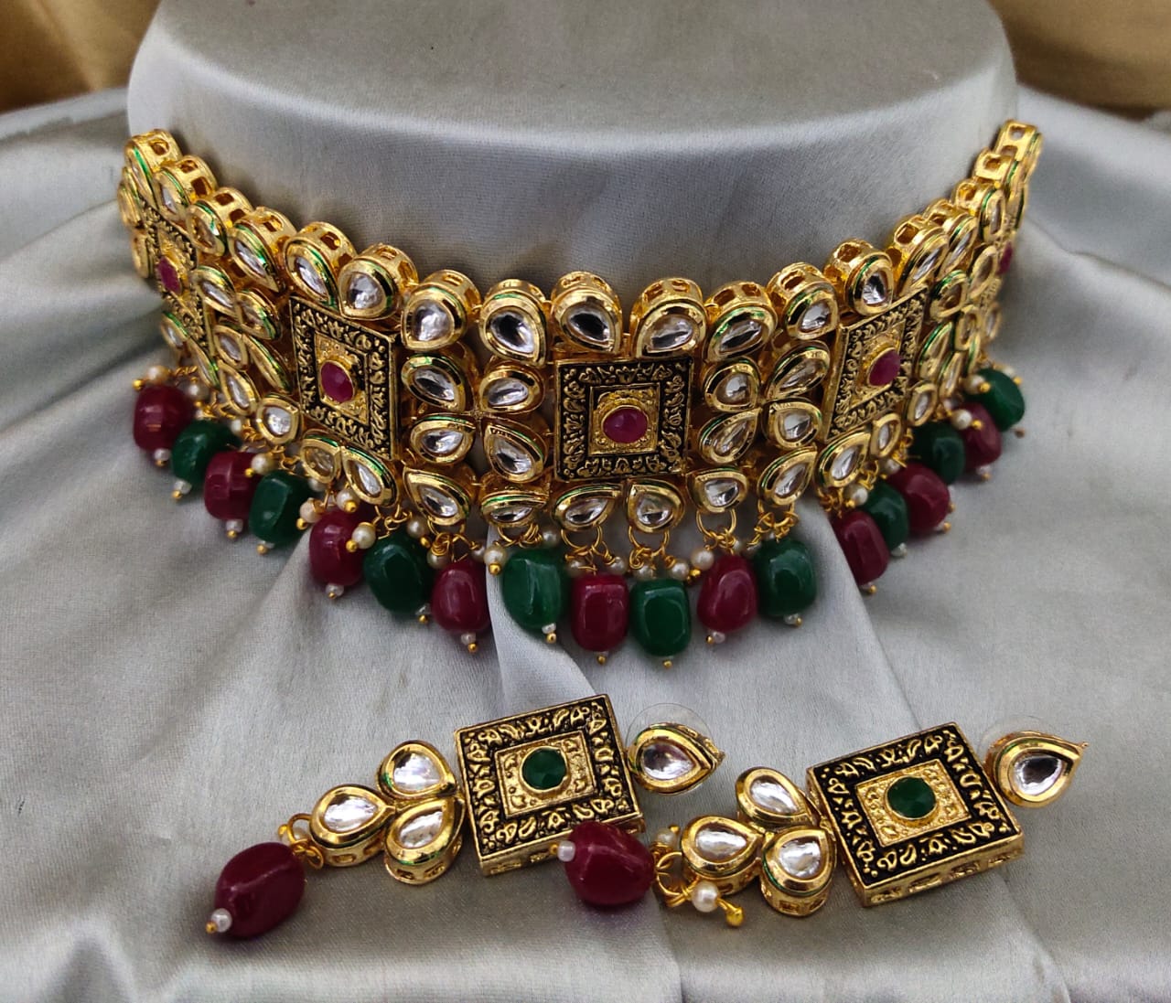 Gold Plated Choker Necklace set for Women & Girls