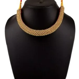 Gold Plated Traditional Maharashtrian Thushi Necklace Jewellery With Tops for Girls / Women