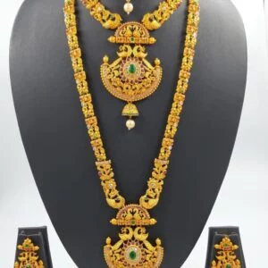 Long and Short Necklace Along with Earrings Combo Set for Women / Girl