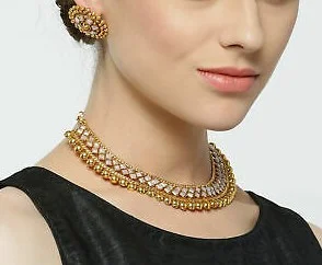 Classiques Traditional White Copper Metallic Necklace Set for Women/Girls - Image 4