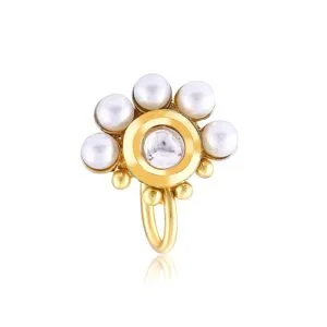 Maharashtrian Traditional Pearl diamond Nose Pin