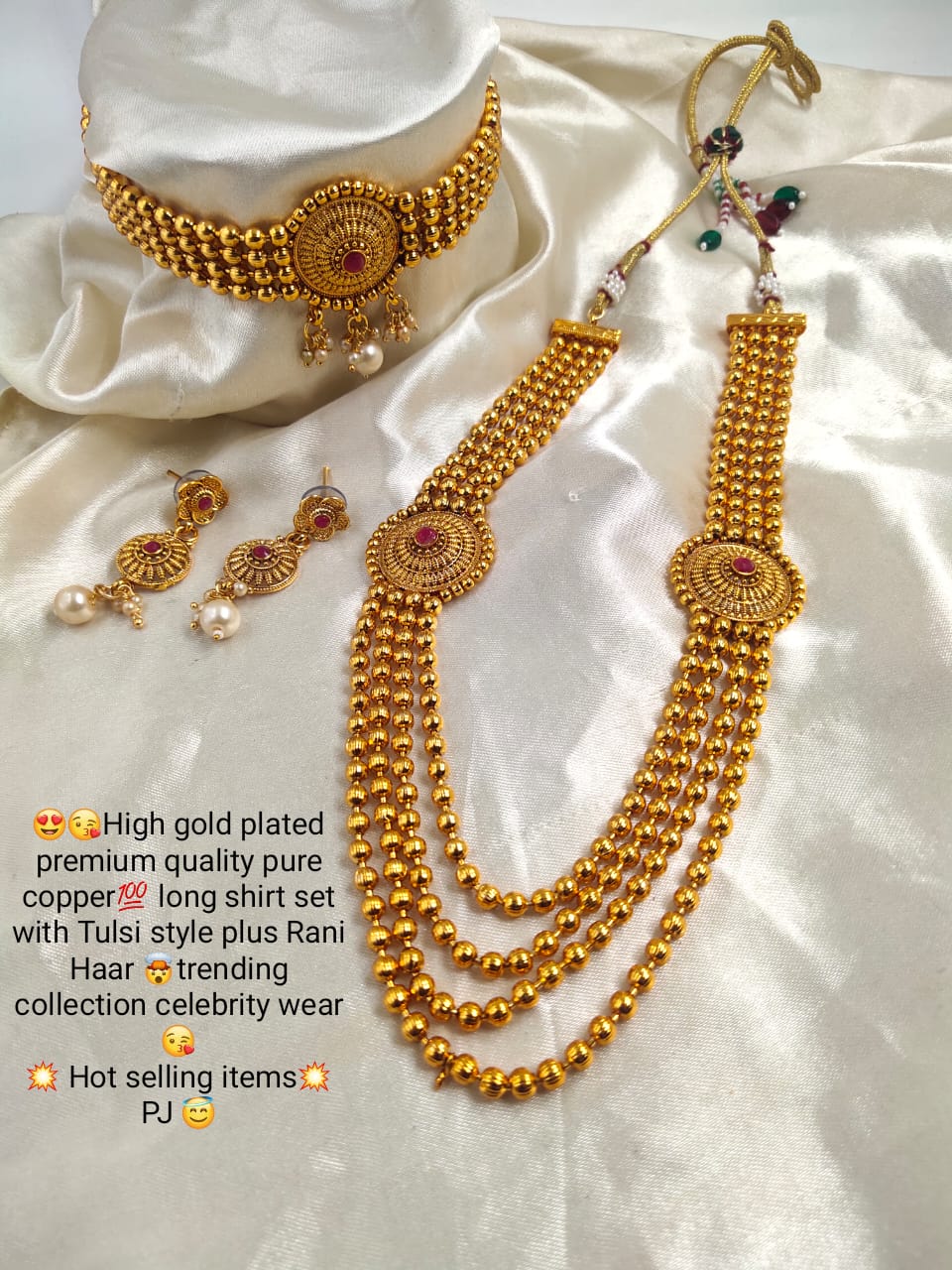 Traditional Gold Plated Maharashtrian Combo Necklace Set with Earrings