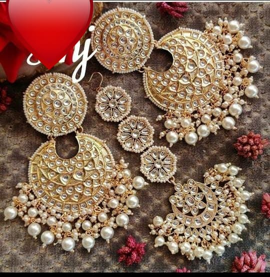 Buy Golden Party Wear Earrings With Maang Tikka For Women Online From  Wholesale Salwar