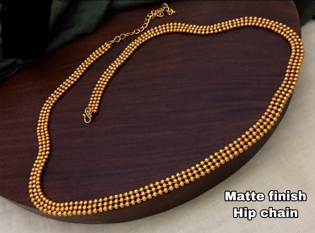 Matte Golden Finish 3 Line Hip Chain / Kamarpatta Full Size For Wedding Wear