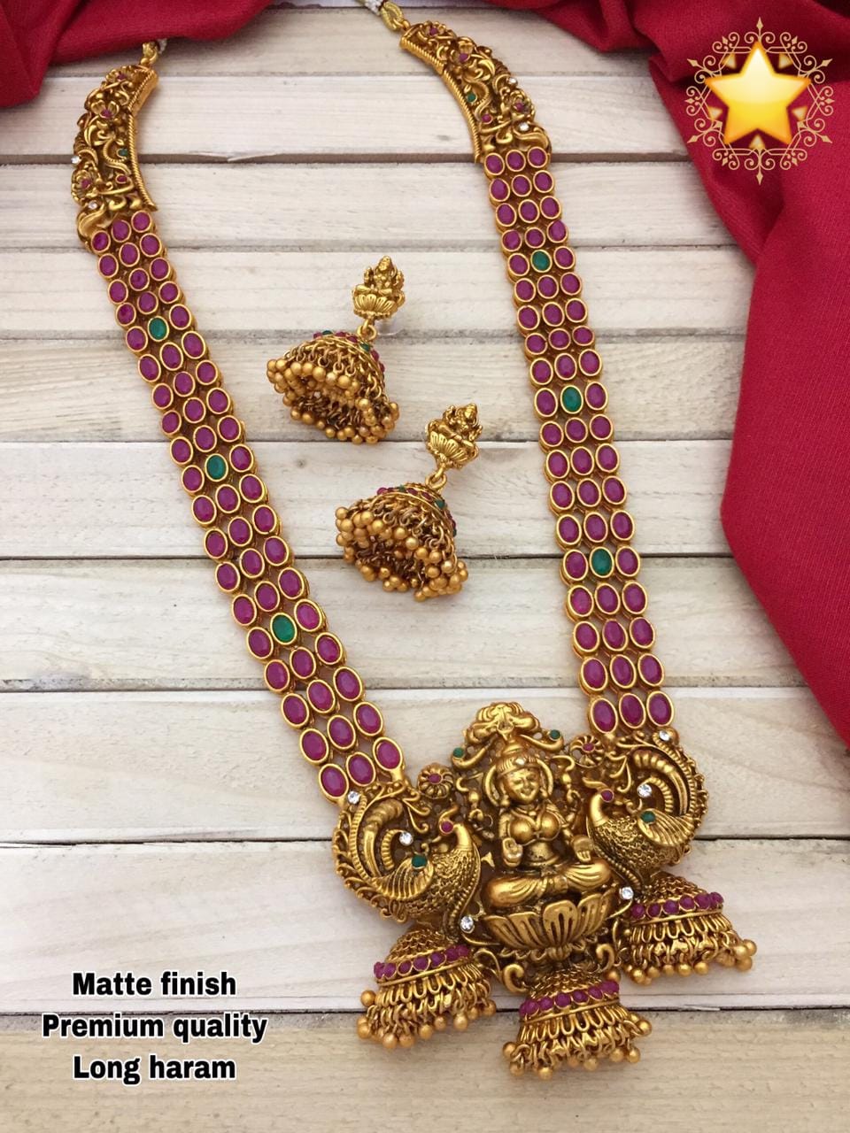 Traditional South Indian Temple Goddess Laxmi Jewellery Necklace Set For  Women Girls