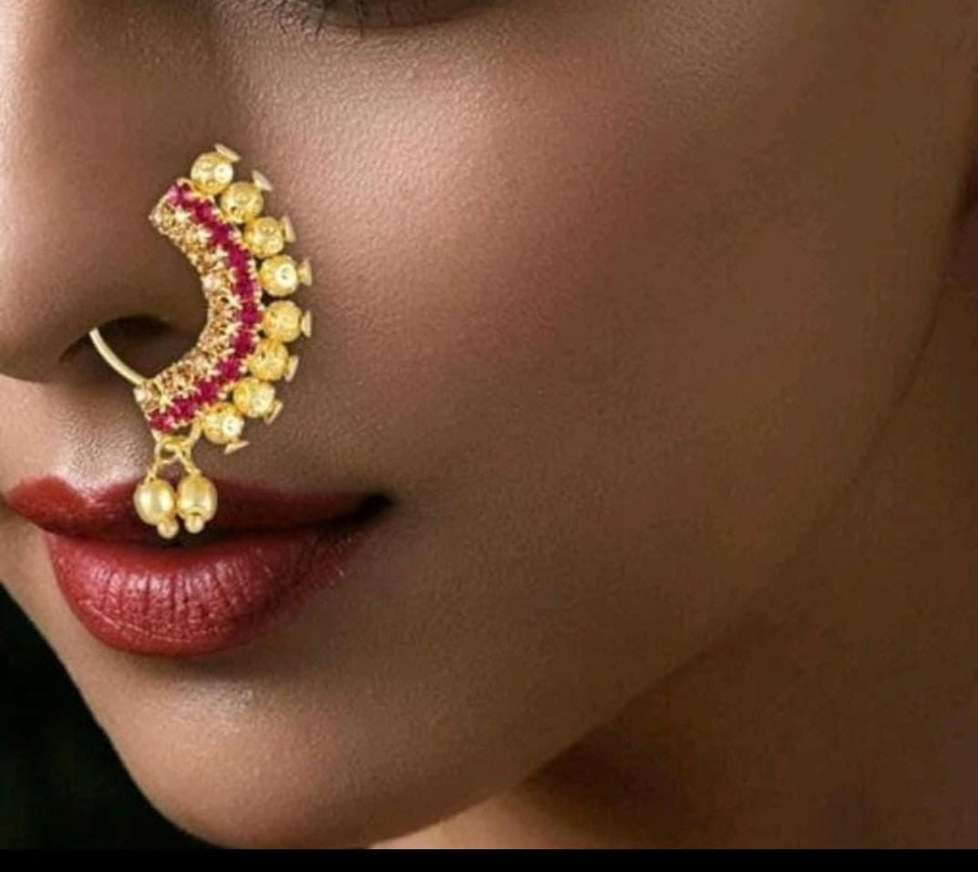 Buy clip on silver marathi style nath nosepin snap on nosepin marathi nose  ring