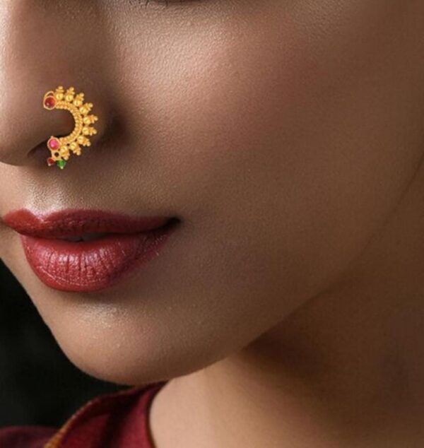 Gold plated Nose Stud Corkscrew Piercing Ring – Karizma Jewels