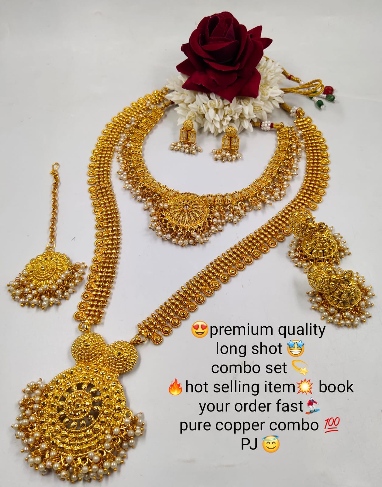 Gold plated long necklace set with best price