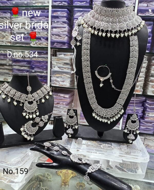 Silver Plated Indian Wedding Bridal Jewellery Set – Jewel Palace