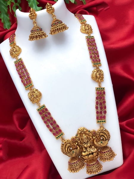 Buy Peora Red Pearl Layered Long Necklace Earrings for Women Traditional  Ethnic Jewellery Set at Amazon.in