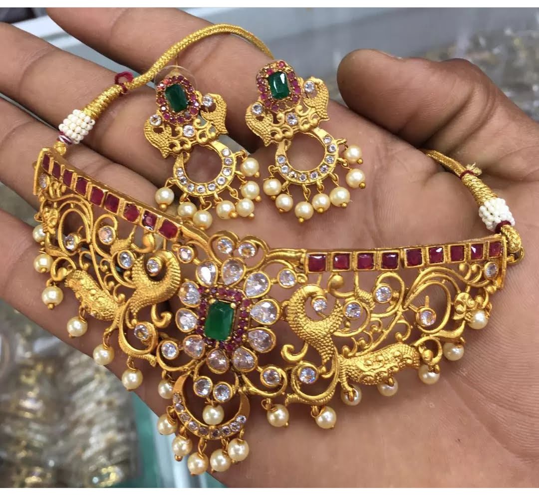 Party Set 2 Gram Gold Jewellery Necklace and Earrings With Bangles Set For  Women - African Boutique