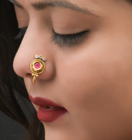 I Jewels 18k Gold Plated Traditional Bridal Maharashtrian Nose Ring/Nath  with Pearl Stone(NL45M): Buy I Jewels 18k Gold Plated Traditional Bridal Maharashtrian  Nose Ring/Nath with Pearl Stone(NL45M) Online in India on Snapdeal
