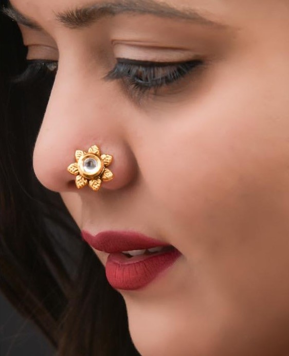 Buy Indian Mores Traditional Maharashtrian Nath Colorful Stone Studded Gold  Plated With Piercing Nose Pin for Girls and Women Online at Best Prices in  India - JioMart.