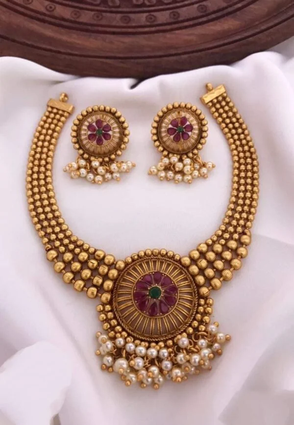 Temple Jewellery Choker Necklace Set for Women / Girl - Image 3