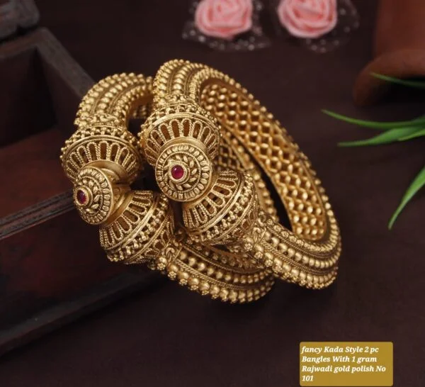 Gram Gold Kangan Design Fancy 2Pcs Bangles With 1Gm Rajwadi Gold
