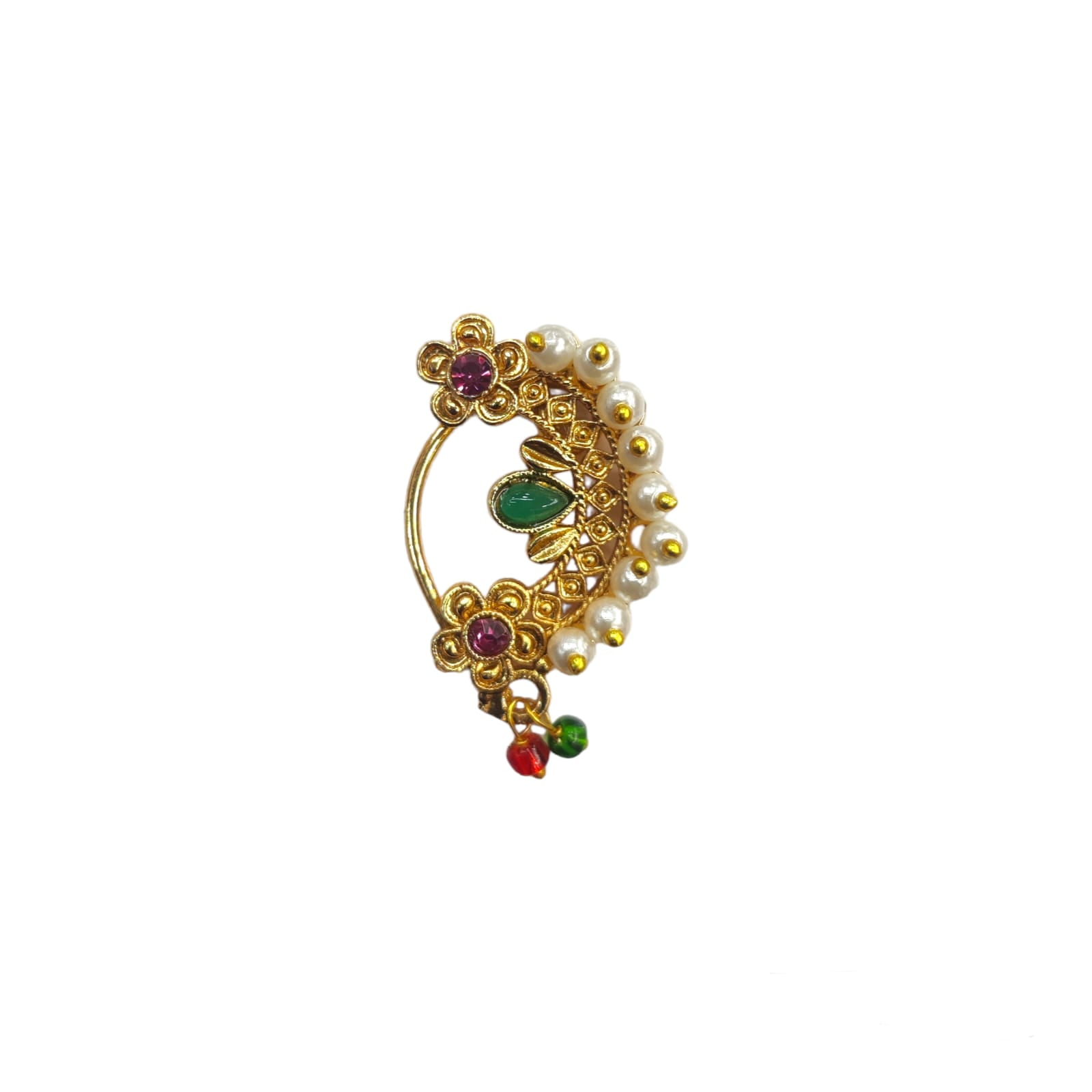 Traditional Maharashtrian (Non Pierced) Nath Nose Ring - Image 4