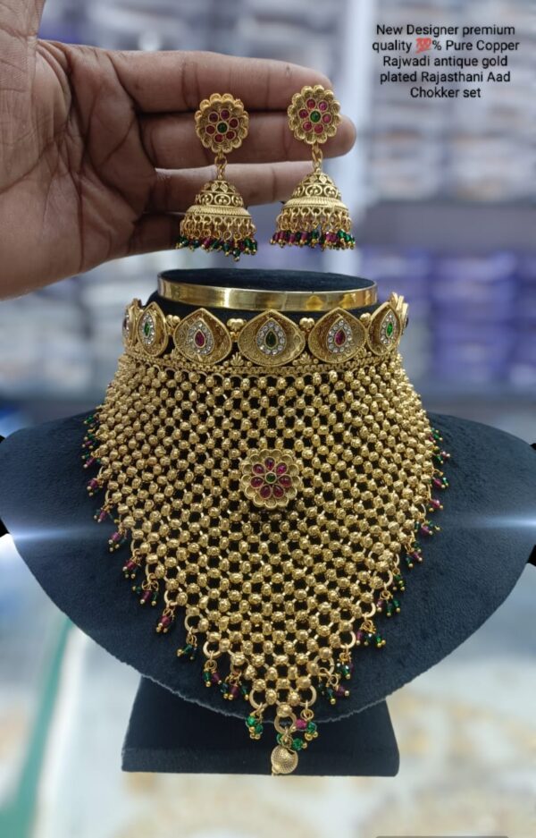 Floral Gold Choker Necklace | Krishna Jewellers