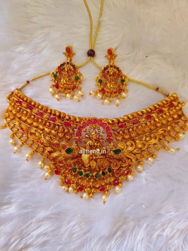 South Indian Temple Nakshi Work Goddess Lakshmi Bridal choker Necklace set