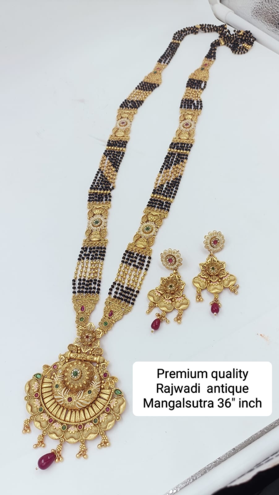 Antique Premium Quality Brass High Gold Long Rajwadi Mangalsutra Set in 36  Inches –