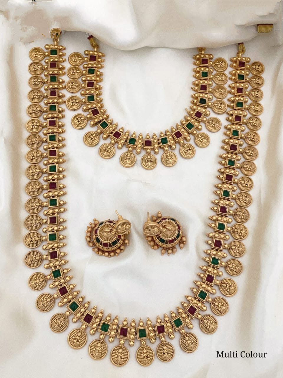 Temple South Indian Combo Necklace With Earring Jewellery Set For