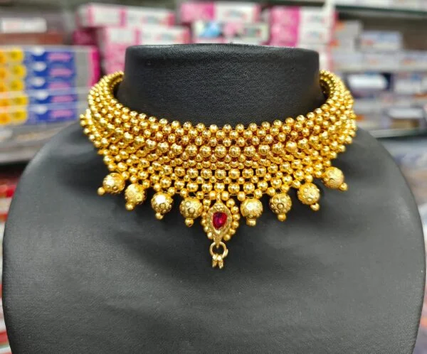Traditional Maharashtrian Micropolish Thushi Necklace Jewellery For Girls Women alltrend.in