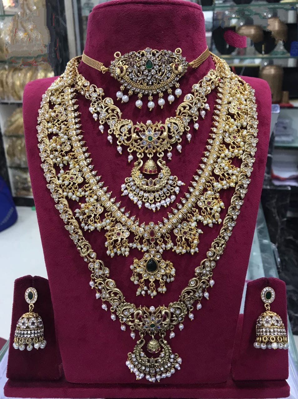 Cz Stone Bridal Total Jewellery Sets Matte Finish CZ Stone