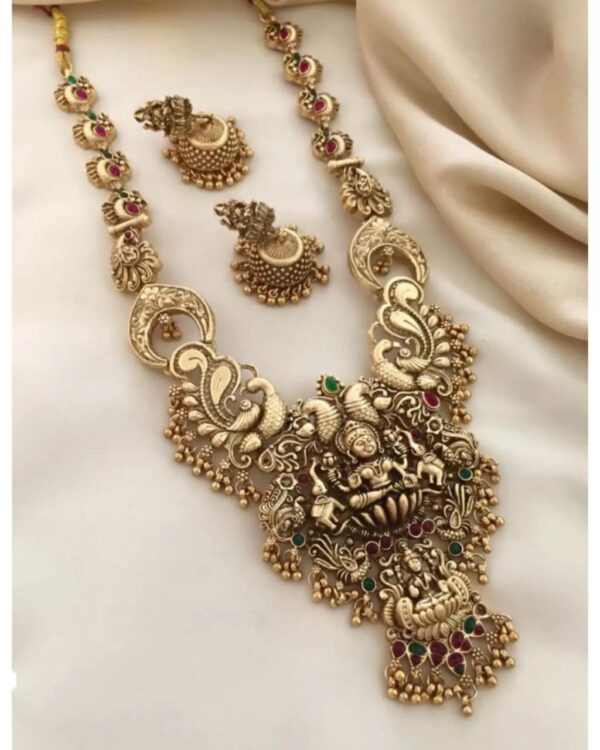 Goddess Laxmi Long Haram Necklace set