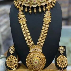 Rajwadi Gold Polish Semi Bridal Jewellery Set