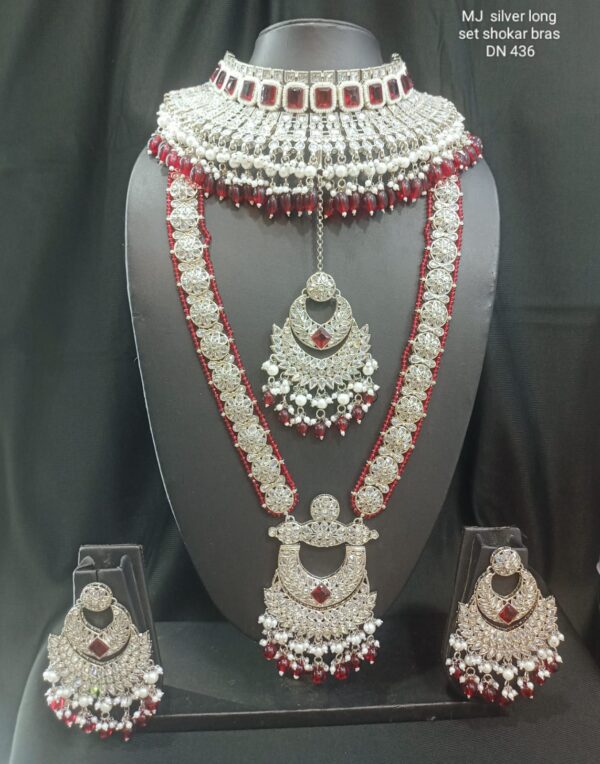 White & Red Stone Bridal Set