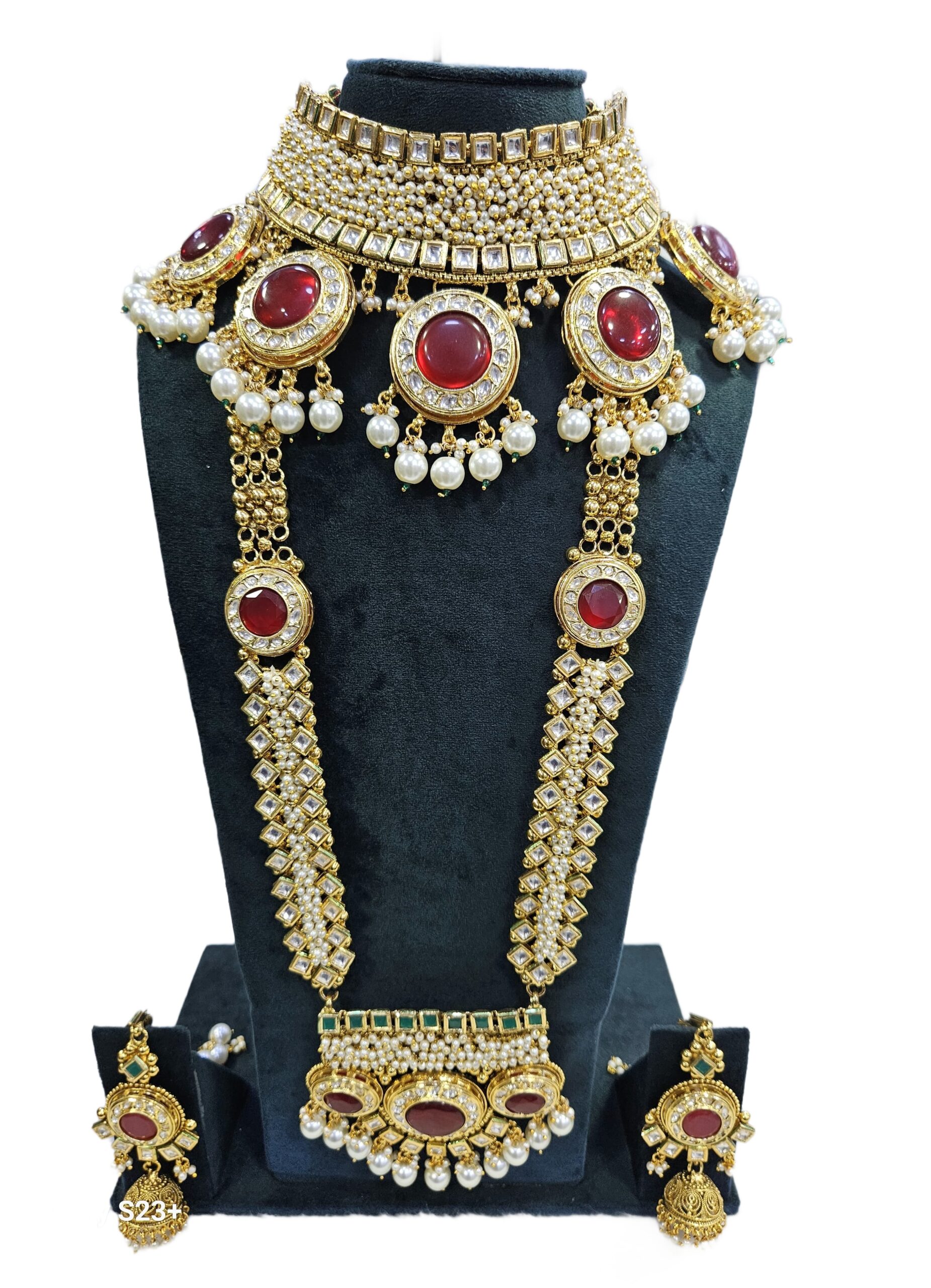 Rajwadi Semi Bridal Necklace Jewelley Set For Wedding