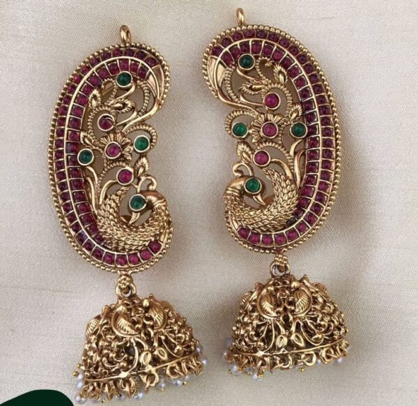 Nagas Kemp Peacock Earcuff Jhumkas For Women