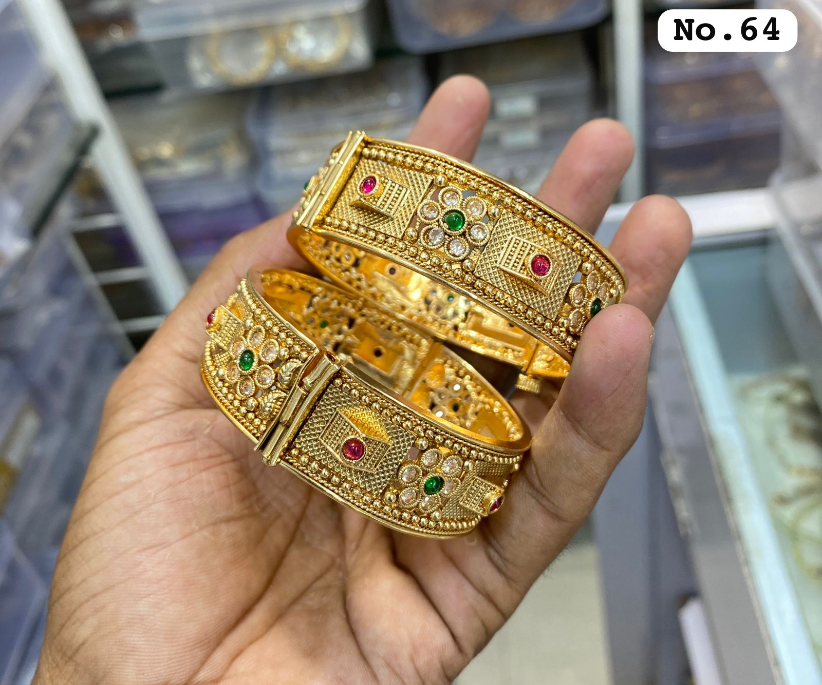 Rajwadi Gold Plated Premium Quality 2pc Bangles Set Bracelet