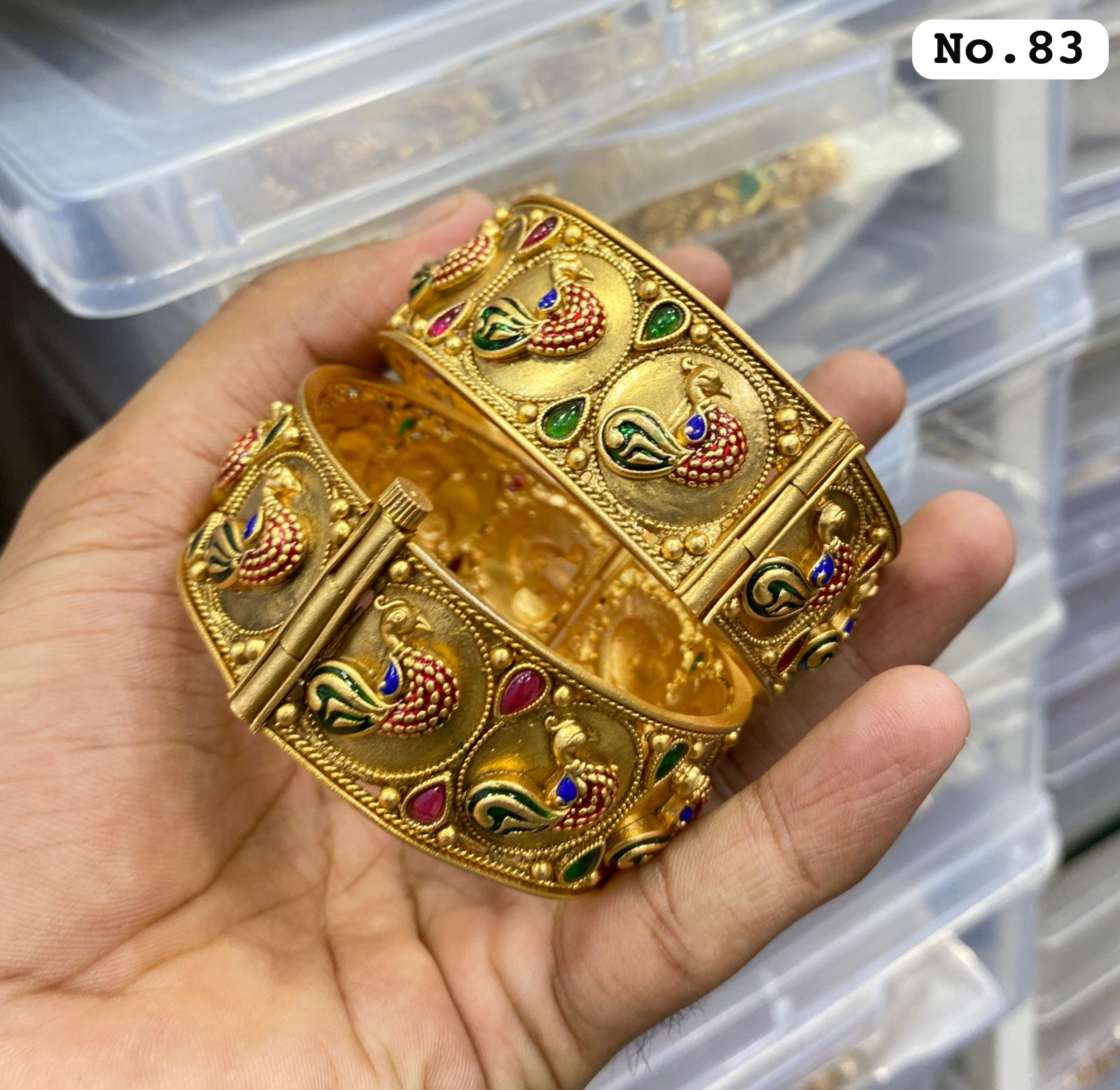 Antique Peacock Design Openable Bangles set for women