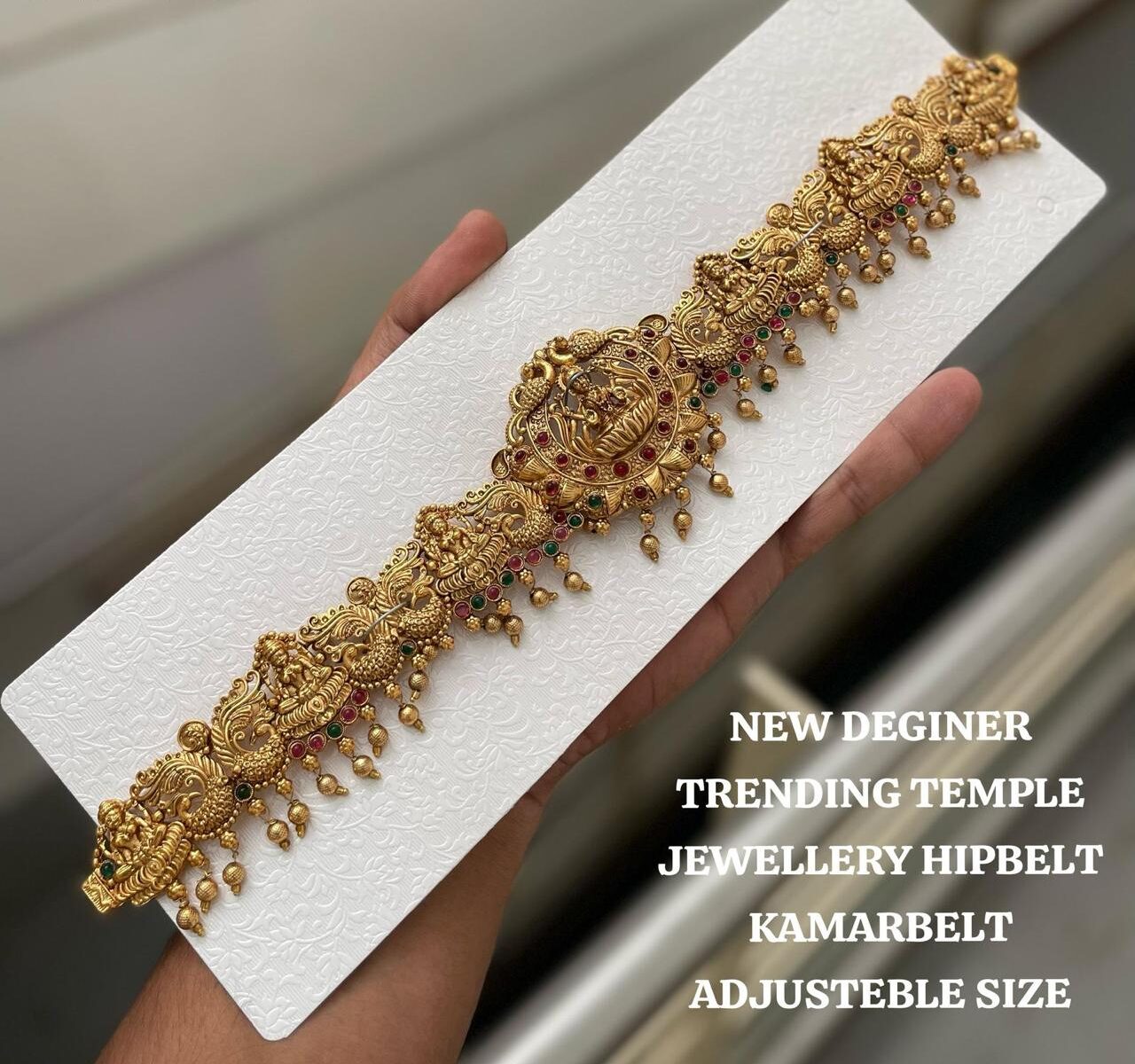 Temple Jewellery Waist Belt Gold Designs Beautiful Matte Finish