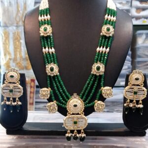Gold Plated Pearl & Stone Beaded Long Rani Haar Necklace set