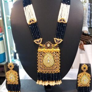 Gold Plated Rani Haar with Earrings Perfect for Weddings & Festivals