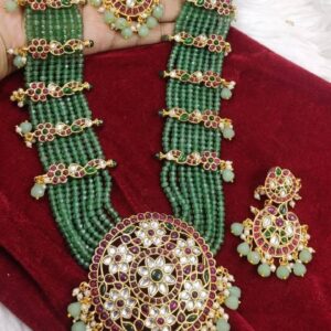 Premium Quality Rani haram Kemp Pearl Necklace Set For Women