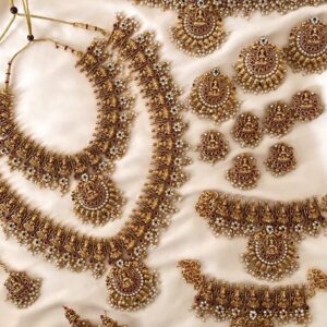 South Indian Temple Matte Finish Cz Stone Full Bridal (Dulhan) Jewellery Set
