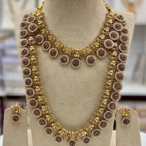 Trending Matte Finish Kemp Stone Combo Necklace Set
