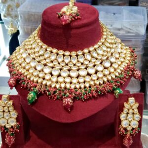 Premium Quality Polki Bridal Set with Earrings and Mangtikka