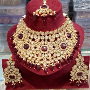 Polki Necklace set with Maangtikka