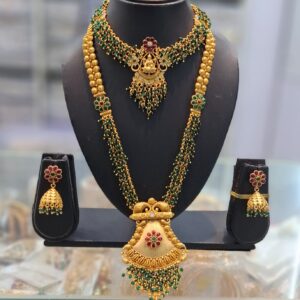 Antique Guttapusalu Long necklace with Choker Set For Women