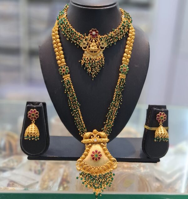 Antique Guttapusalu Long necklace with Choker Set For Women