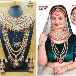 Etnico Traditional Gold Plated Kundan Bridal Dulhan Jewellery Set for Women