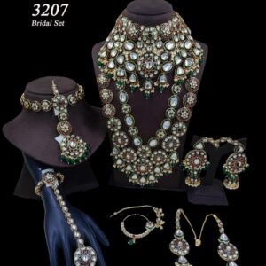 Precious Stone Pachi Kundan Polki Bridal Set