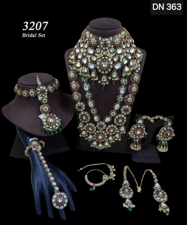 Precious Stone Pachi Kundan Polki Bridal Set